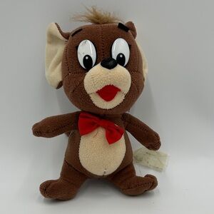 Cute Brown Plush Toy with Red Bow